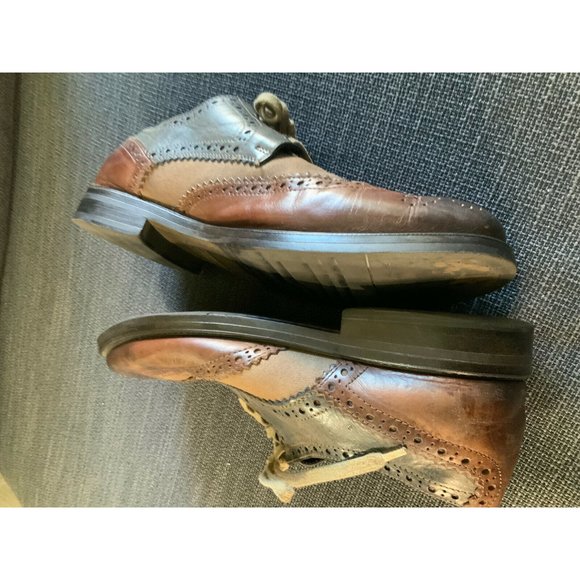 Johnston‎ & Murphy Brown / Gray Leather/Canvas Wingtip Oxford Shoes Mens …